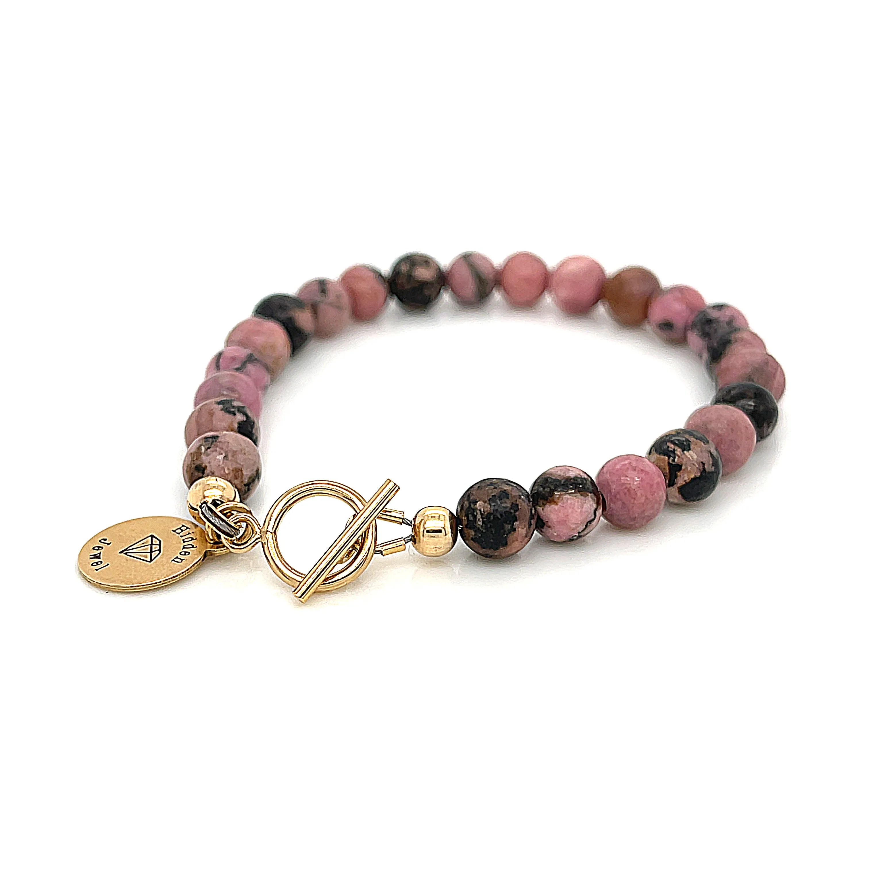 Rhodonite gemstone bracelet, jewelry