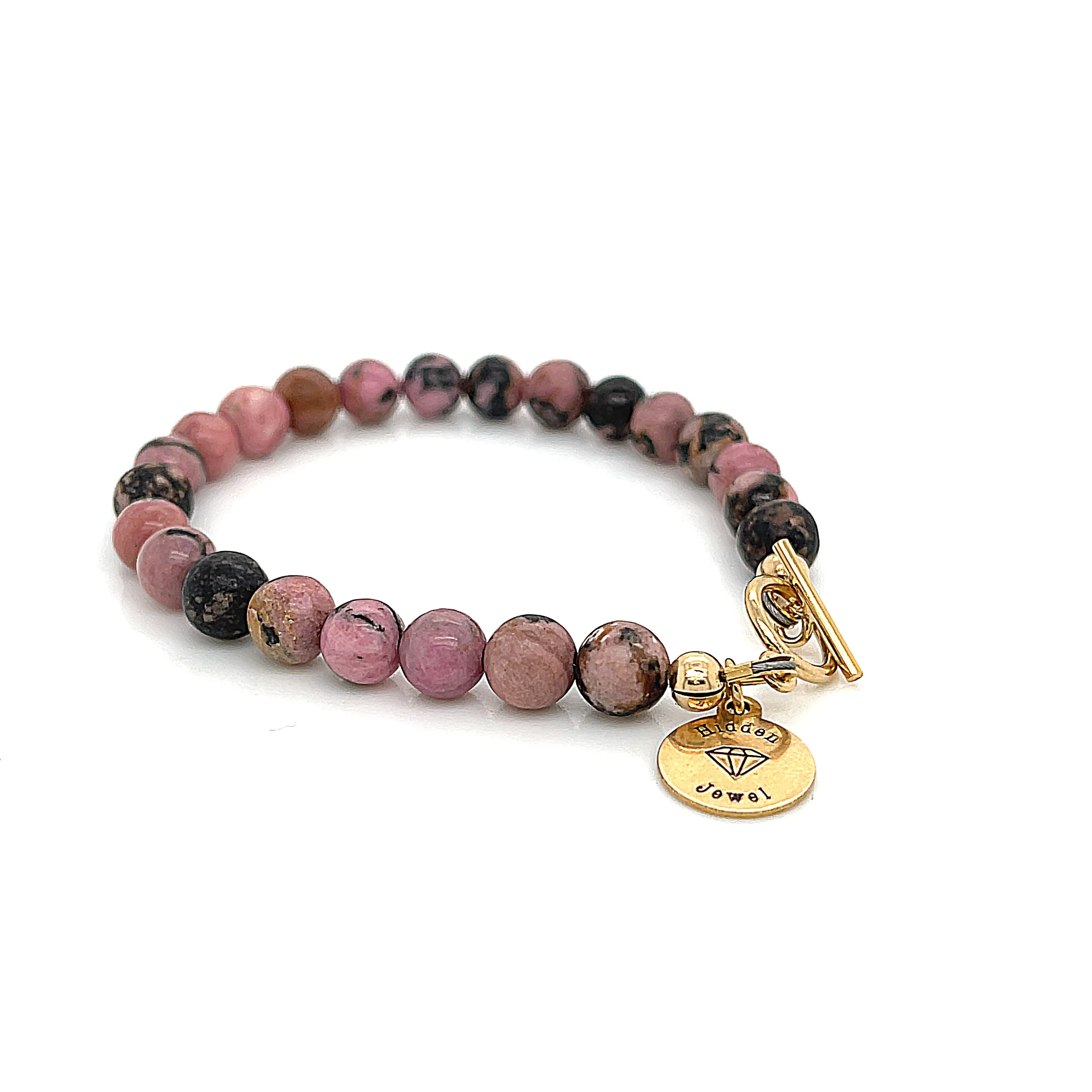 Rhodonite gemstone bracelet, jewelry