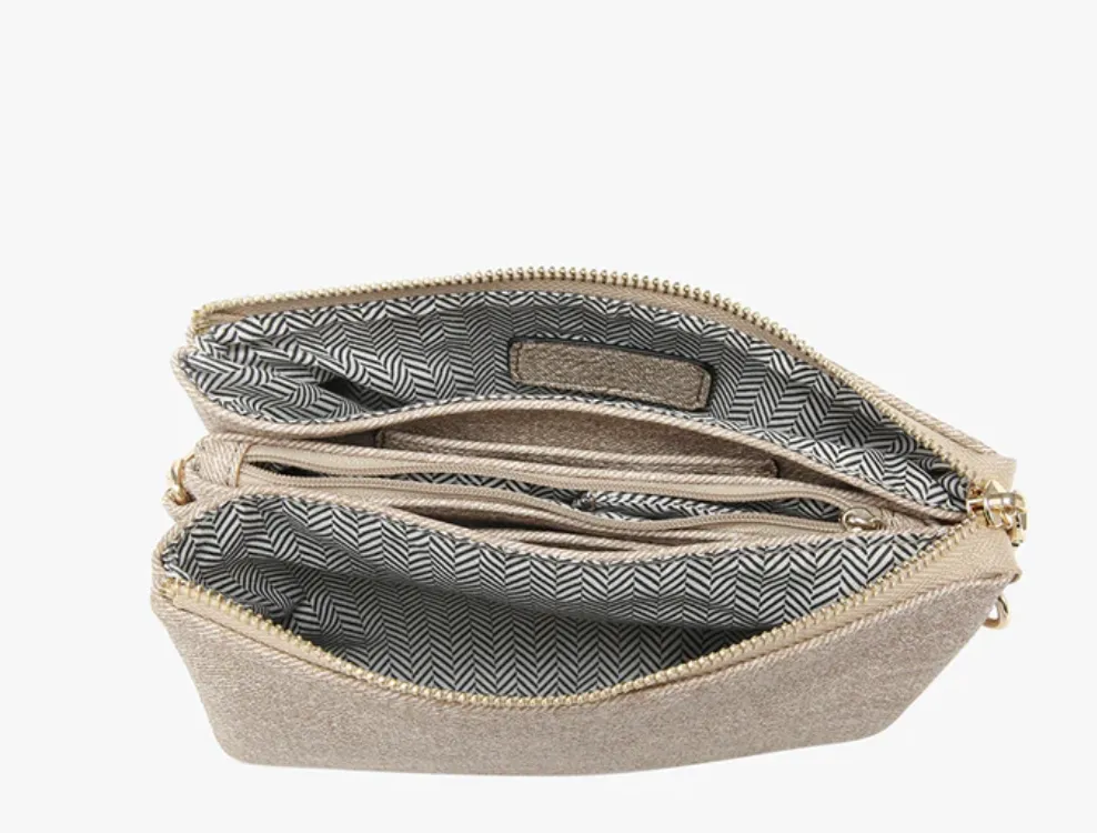 Riley Crossbody/Wristlet Embroidered Pattern in Rose