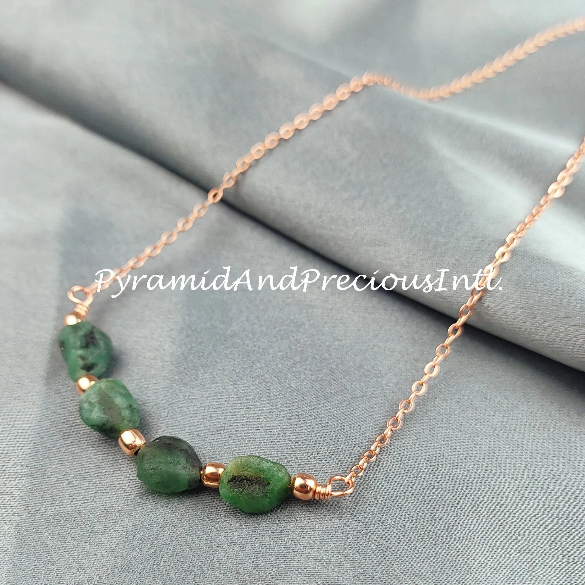 Rough Emerald Necklace, Healing Gemstone Necklace, Birthstone Jewelry, Ethnic Jewelry, Gift For Her, Emerald Necklace, Sold By Piece