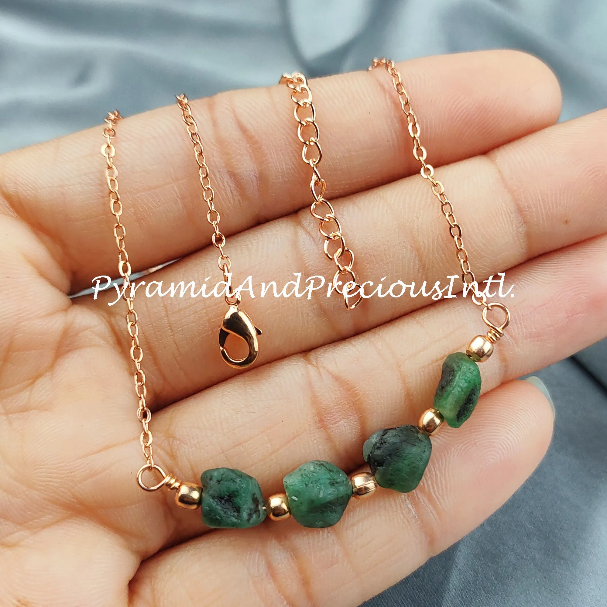 Rough Emerald Necklace, Healing Gemstone Necklace, Birthstone Jewelry, Ethnic Jewelry, Gift For Her, Emerald Necklace, Sold By Piece