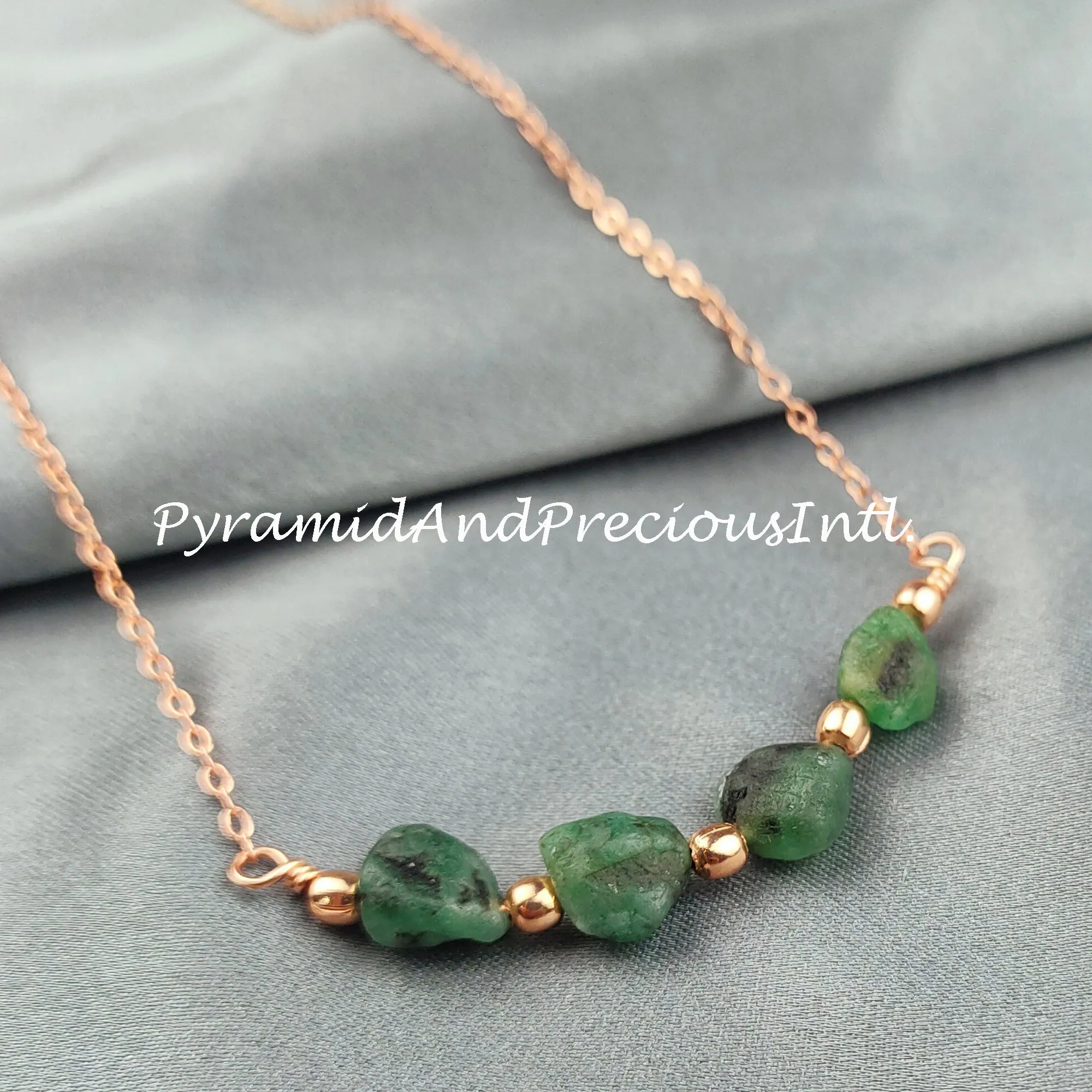 Rough Emerald Necklace, Healing Gemstone Necklace, Birthstone Jewelry, Ethnic Jewelry, Gift For Her, Emerald Necklace, Sold By Piece