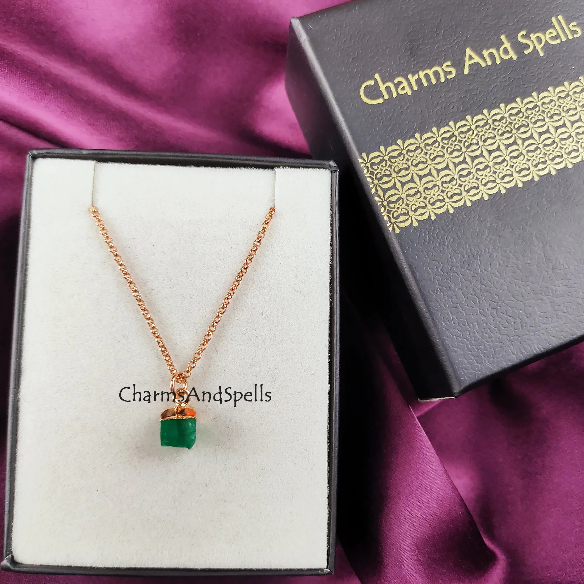 Rough Green Onyx Necklace, Gemstone Necklace, Chain Necklace, Gemstone Pendant, Choker Necklace Jewelry, Dainty Jewelry, Bohemian Jewelry