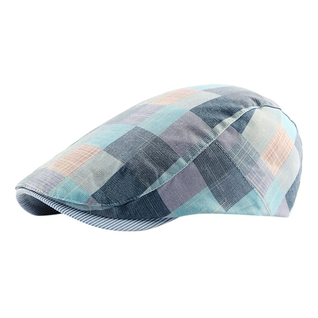 Royal Multicolor Plaid Flat Cap