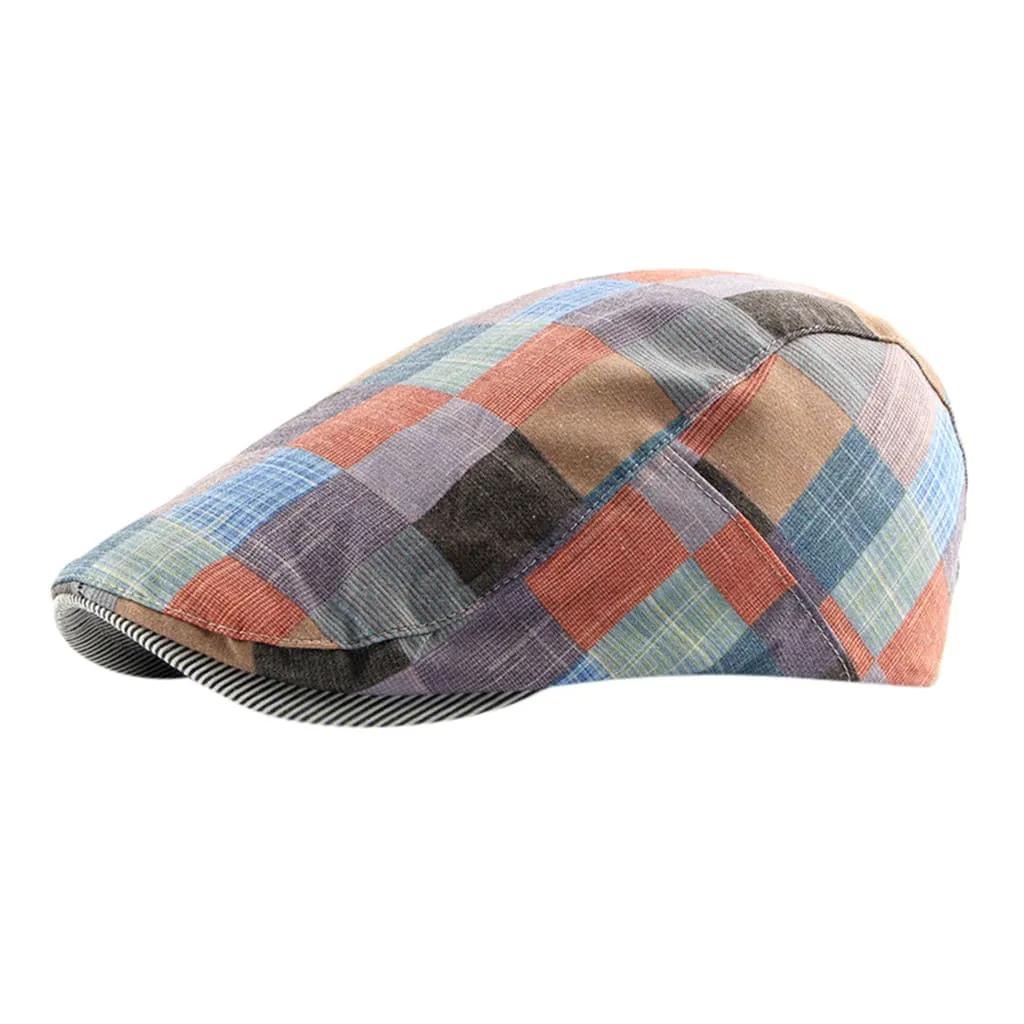 Royal Multicolor Plaid Flat Cap