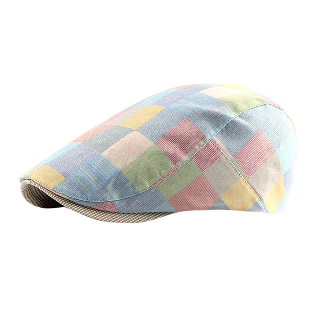 Royal Multicolor Plaid Flat Cap