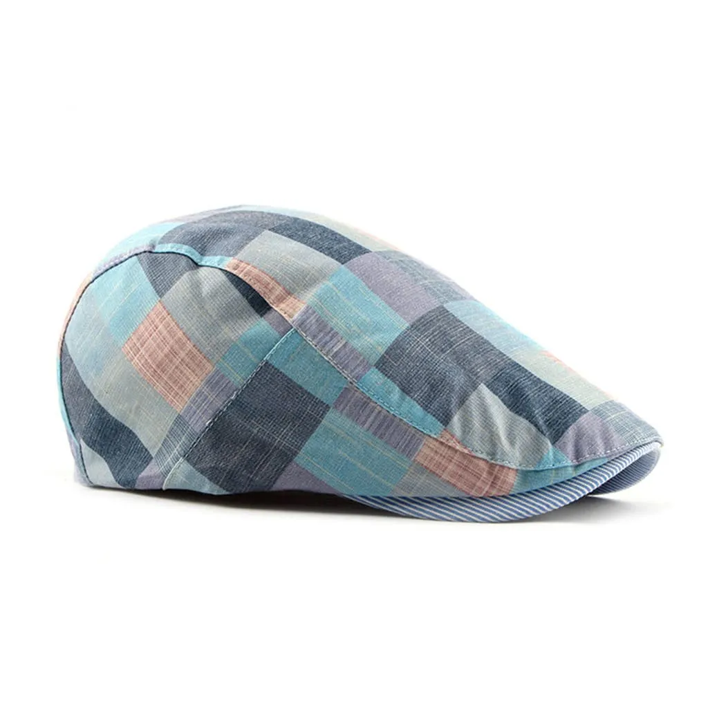 Royal Multicolor Plaid Flat Cap