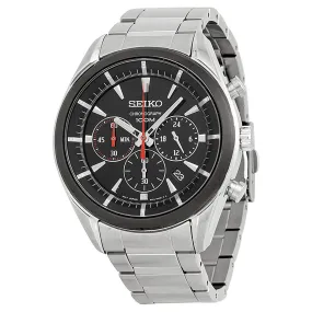 Seiko Black Dial Stainless Steel Men's Watch SSB089