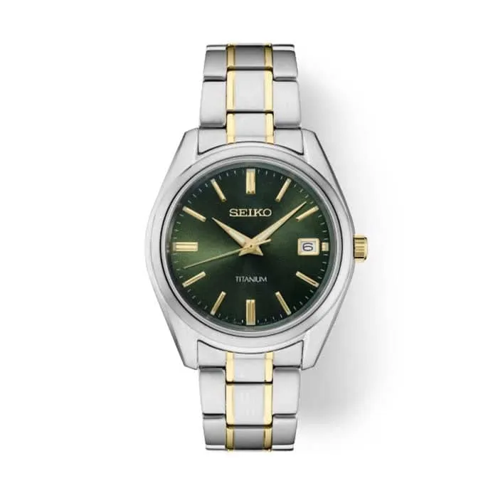 Seiko Essentials 40MM Green Sunray Dial Watch in Titanium