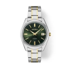 Seiko Essentials 40MM Green Sunray Dial Watch in Titanium
