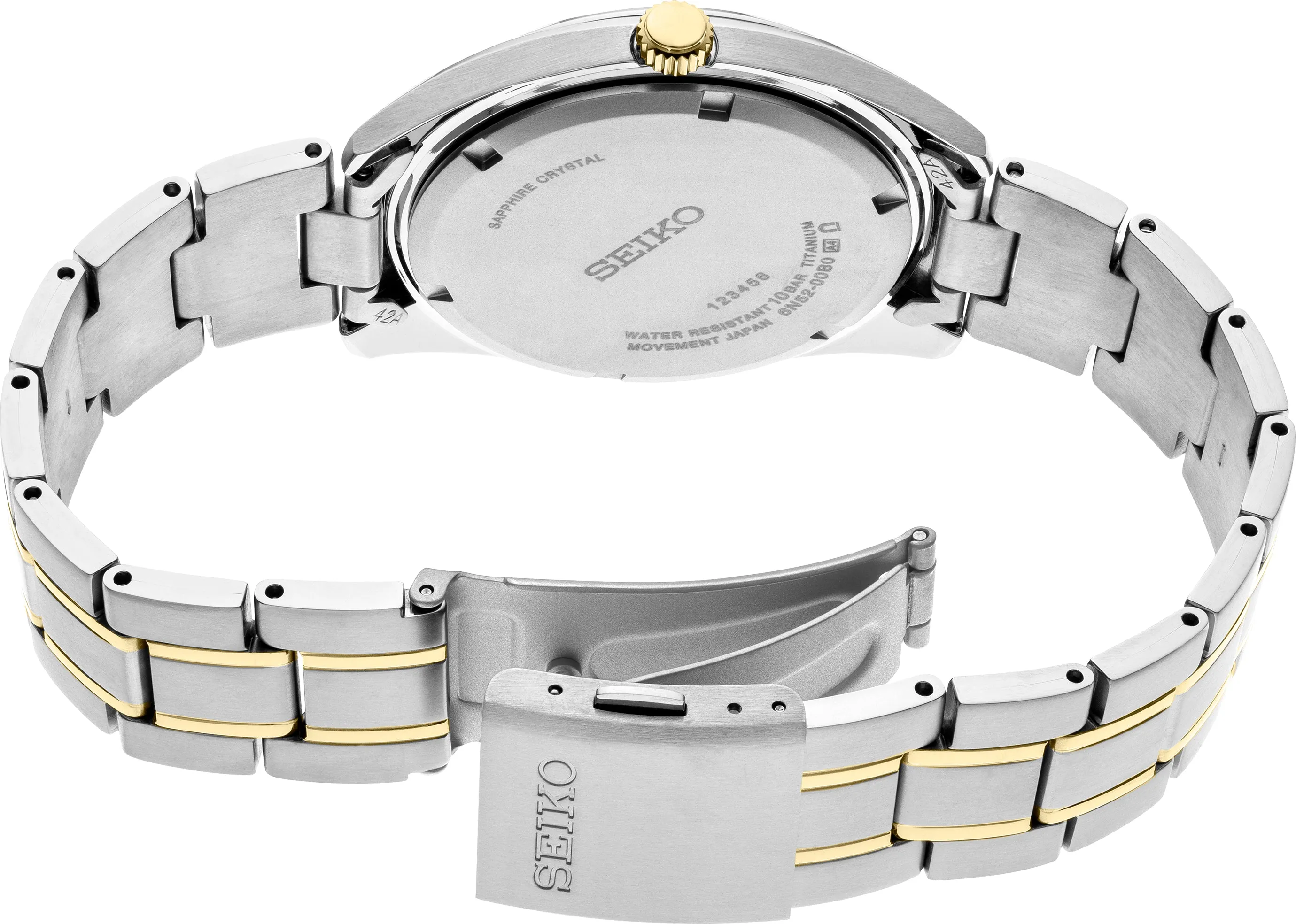 SEIKO Men's Titanium Two-Tone Green Dial Watch SUR377