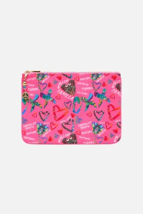 SMALL CANVAS CLUTCH WRITINGS ON THE WALL