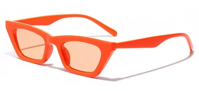 Square Gradient Thick Frame Retro Cat Eye Sunglasses