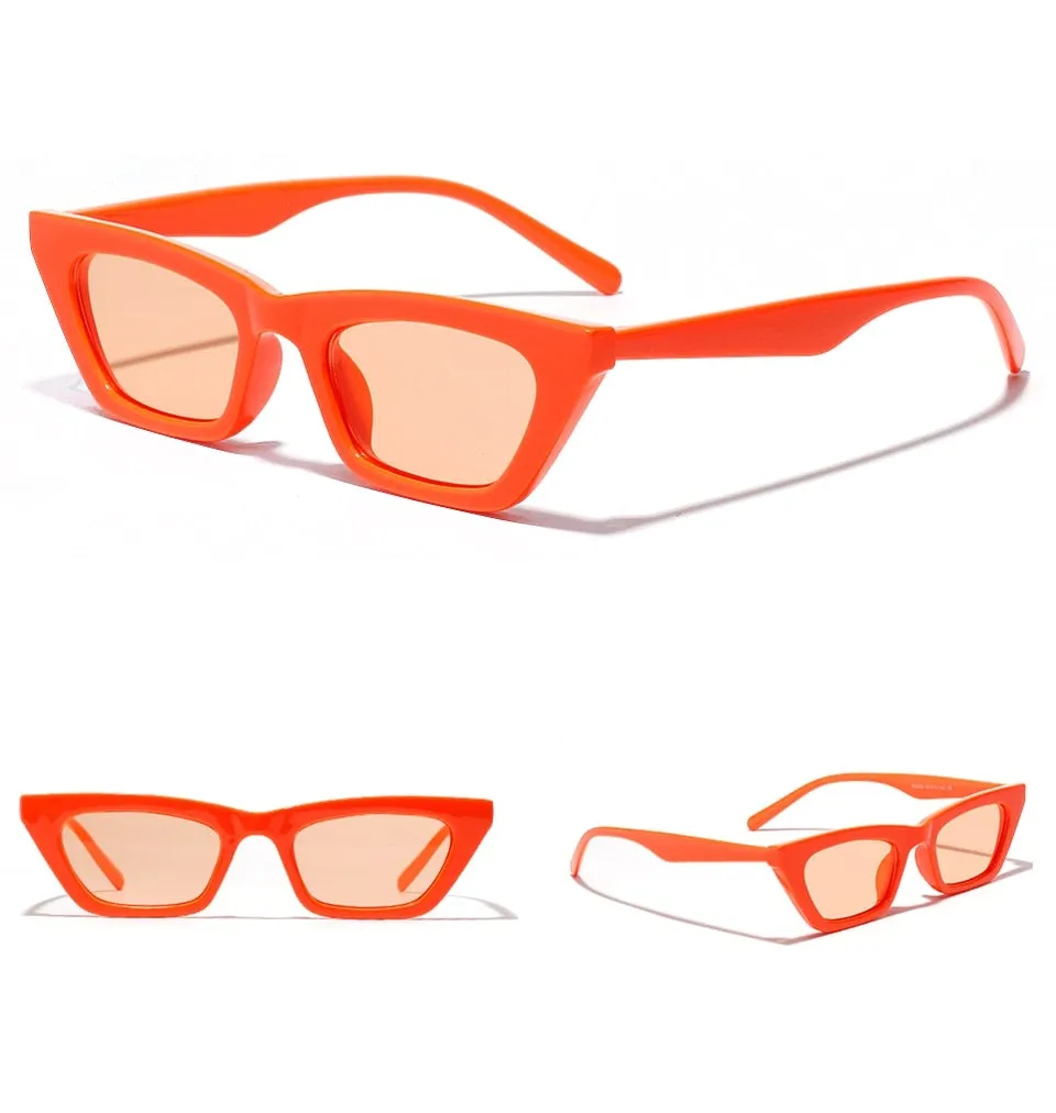 Square Gradient Thick Frame Retro Cat Eye Sunglasses