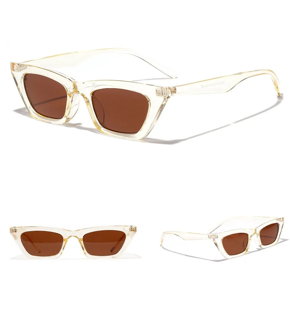Square Gradient Thick Frame Retro Cat Eye Sunglasses