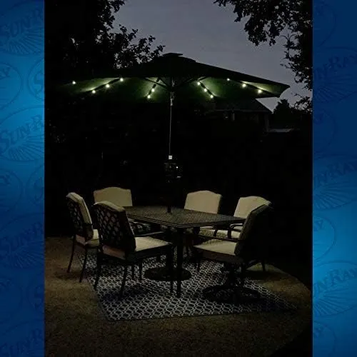 Sun-Ray 9' Round 8Rib Aluminum Bluetooth Solar Lighted Umbrella - Hunter Green