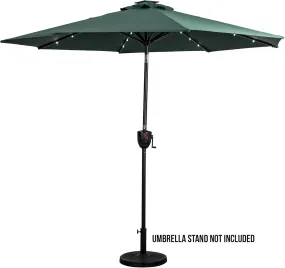 Sun-Ray 9' Round 8Rib Aluminum Bluetooth Solar Lighted Umbrella - Hunter Green