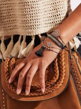 Tassel & Flower Charm Design Bracelet Set