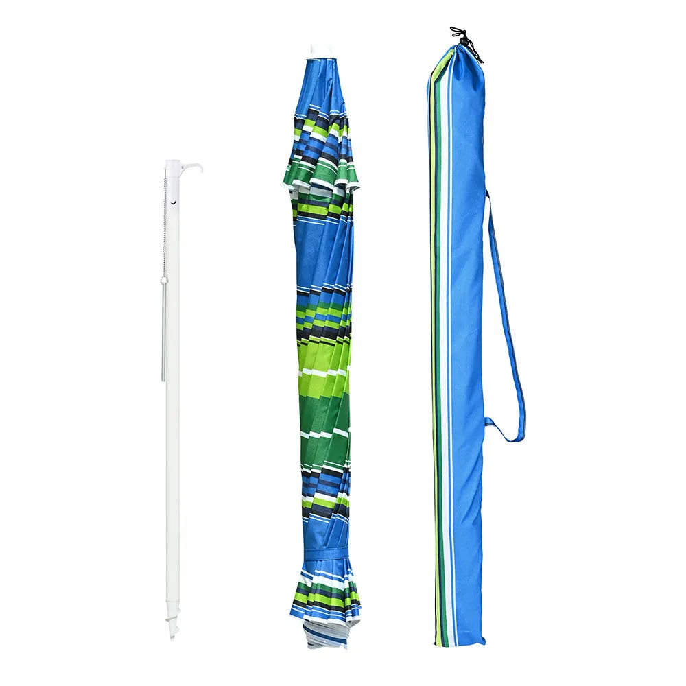 TheLAShop 7ft Tilt Beach Umbrella with Anchor 12-Rib