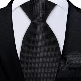 Ties2you Kids Tie Midnight Black Plaid Silk Tie Pocket Square Cufflinks Set