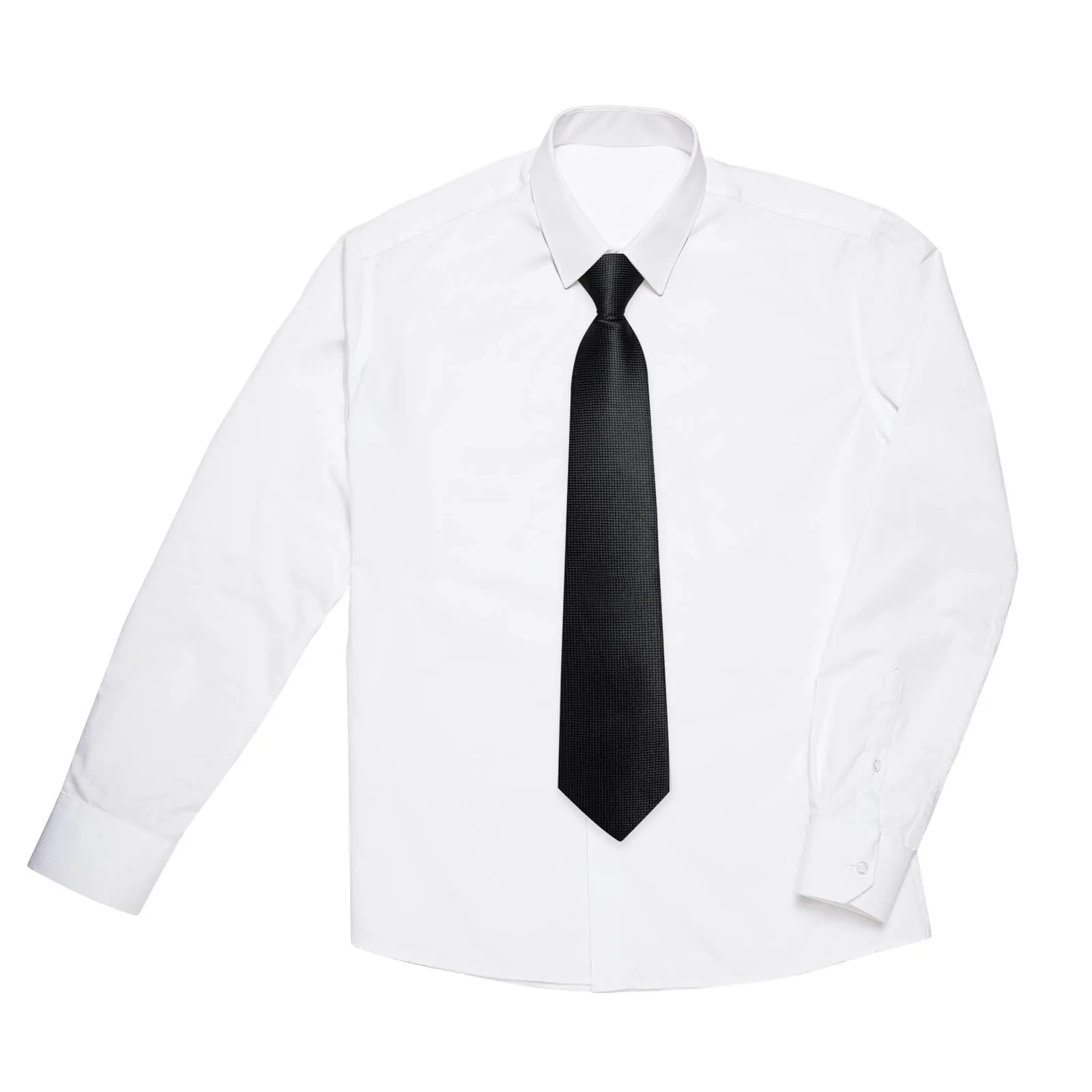 Ties2you Kids Tie Midnight Black Plaid Silk Tie Pocket Square Cufflinks Set
