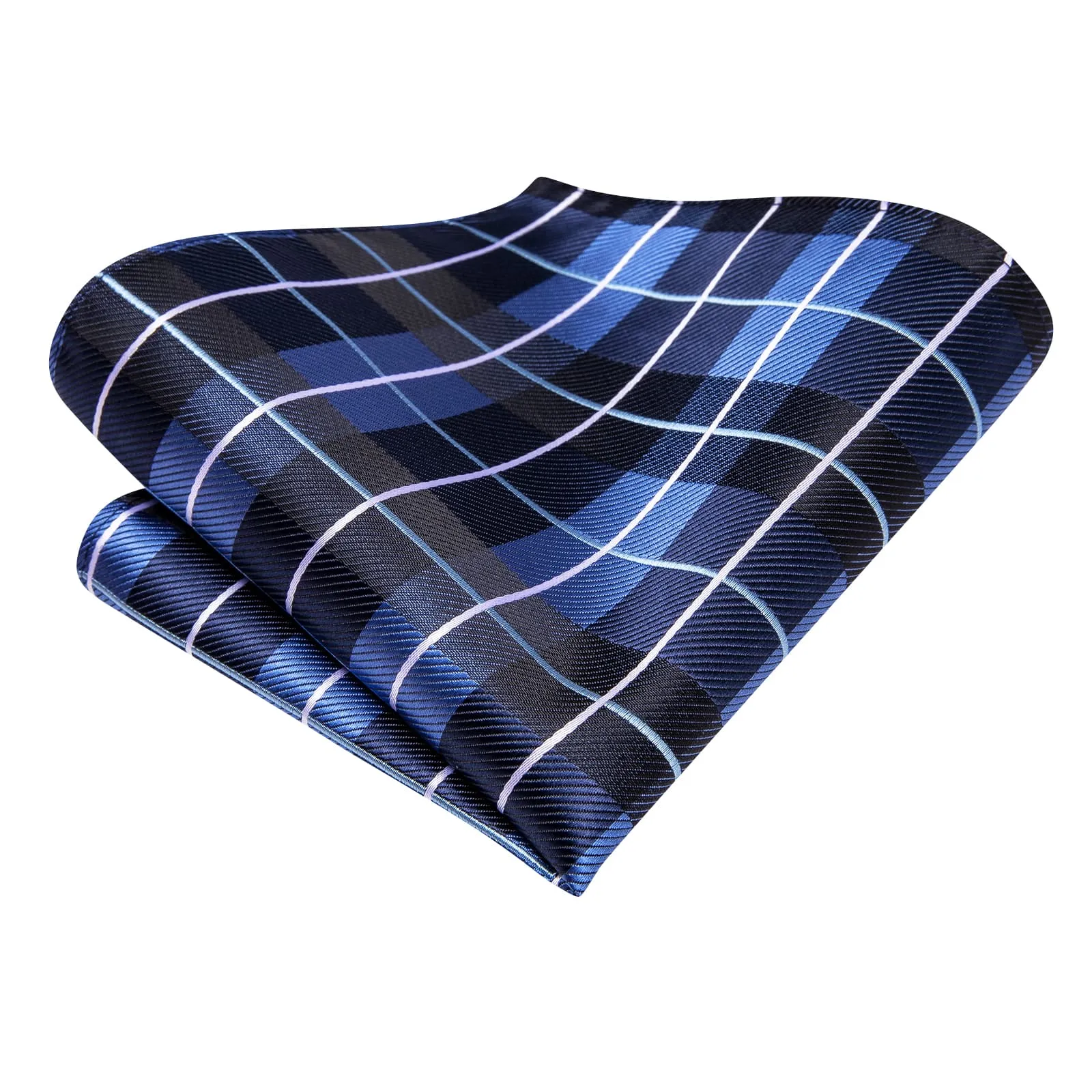 Ties2you Tie Top Navy Blue Plaid Silk Mens Business Work Ties Pocket Square Cufflinks Set