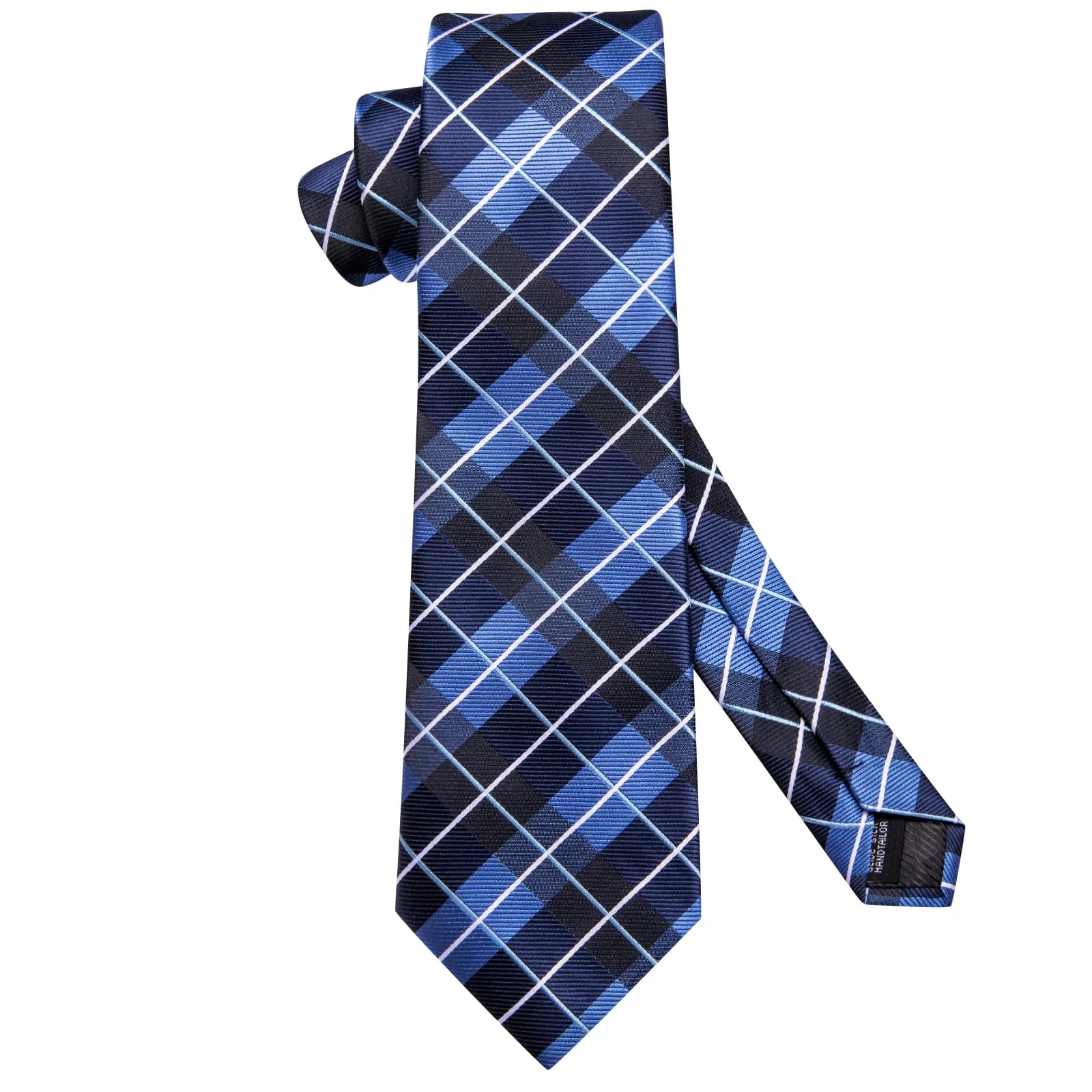 Ties2you Tie Top Navy Blue Plaid Silk Mens Business Work Ties Pocket Square Cufflinks Set