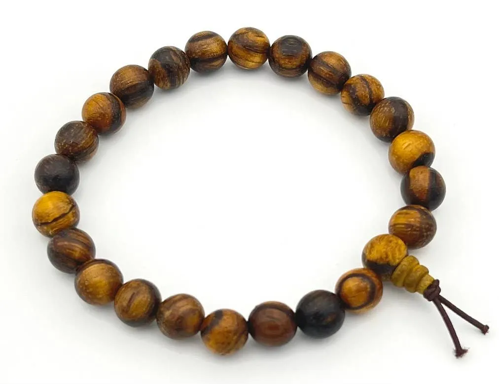 Tiger Aloeswood Beaded Bracelet - Wrist Mala - 8mm