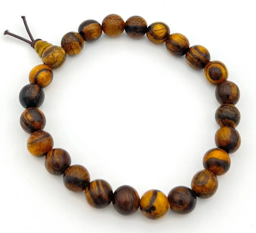 Tiger Aloeswood Beaded Bracelet - Wrist Mala - 8mm