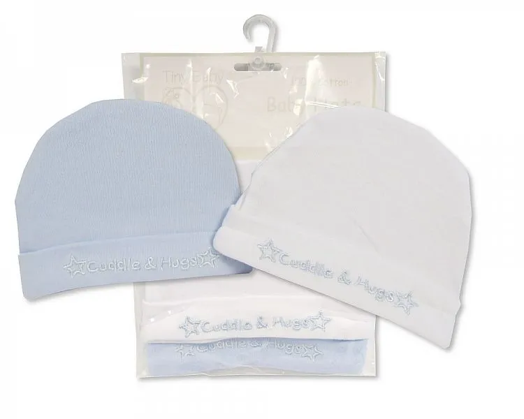 Tiny Baby Premature Baby Boys Hats 2-Pack - Cuddle & Hugs