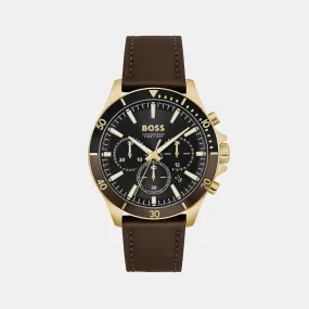 Troper Men's Black Dial Chronograph Leather Watch 1514100
