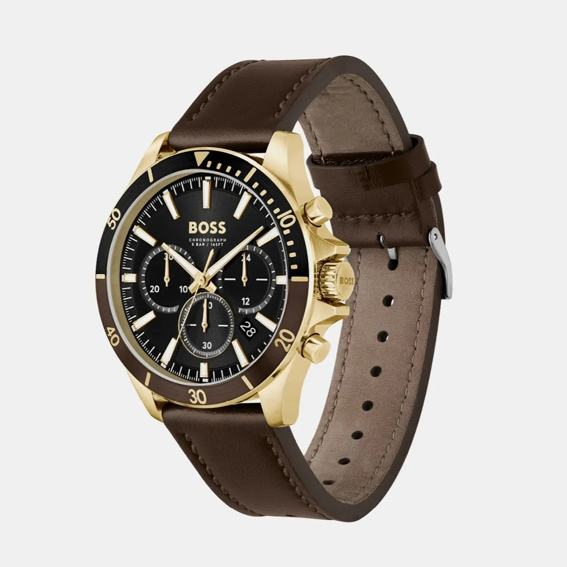 Troper Men's Black Dial Chronograph Leather Watch 1514100