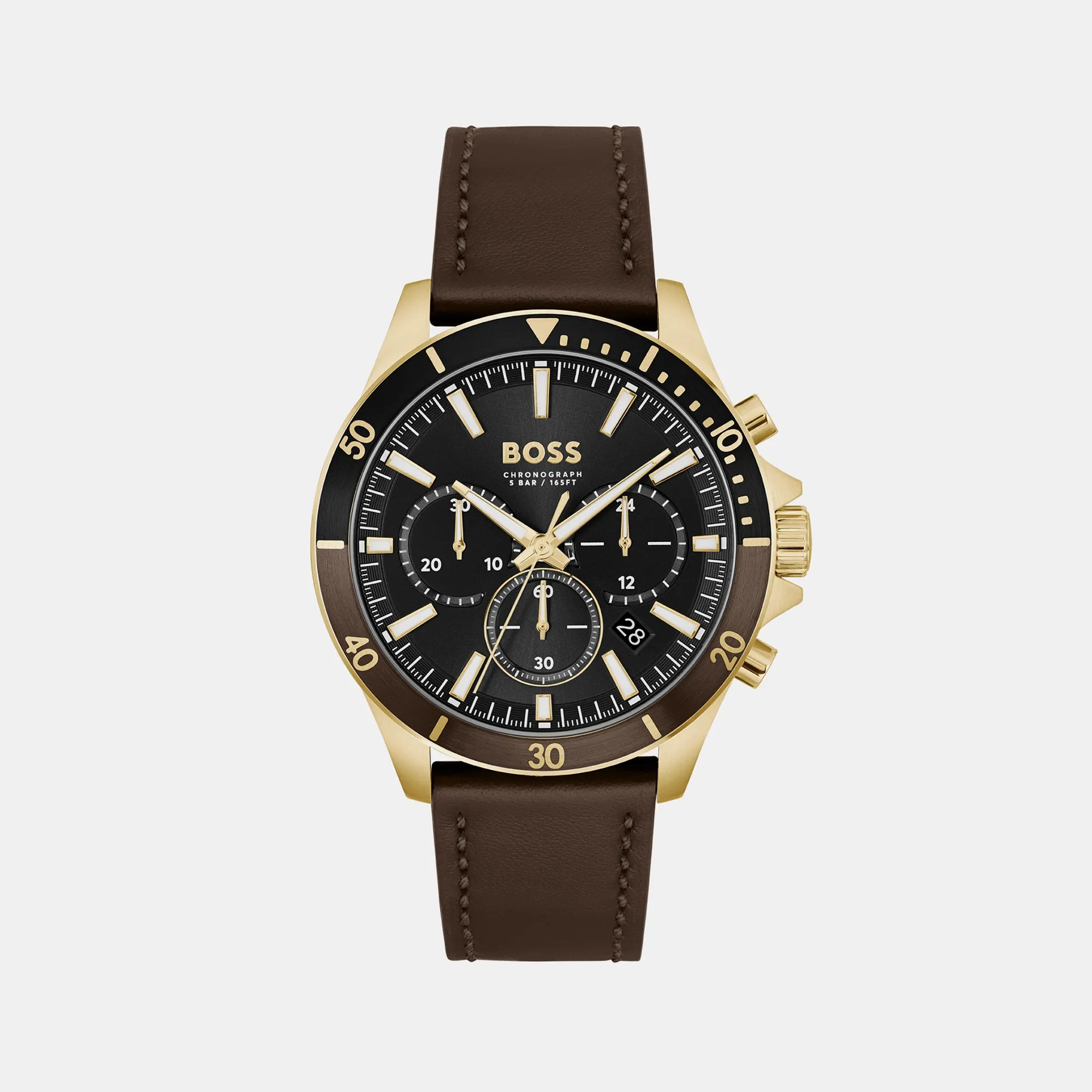 Troper Men's Black Dial Chronograph Leather Watch 1514100