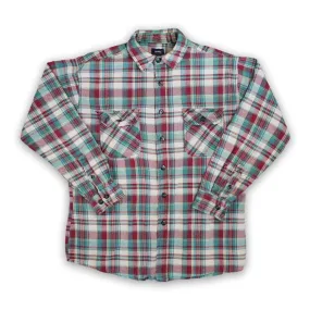 Vintage Red   Turquoise Plaid Button Up (L)