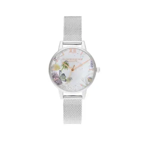 Wishing Watch Silver Sunray, Rose Gold & Silver Mesh