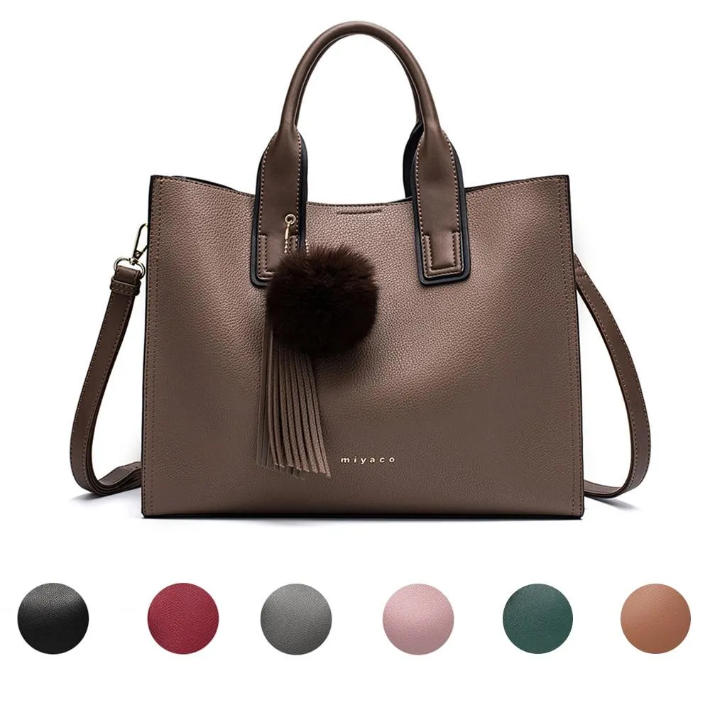 Women Leather Handbags Casual Brown Tote Crossbody Bag TOP handle tote Wallet fashion Clutch Vintage