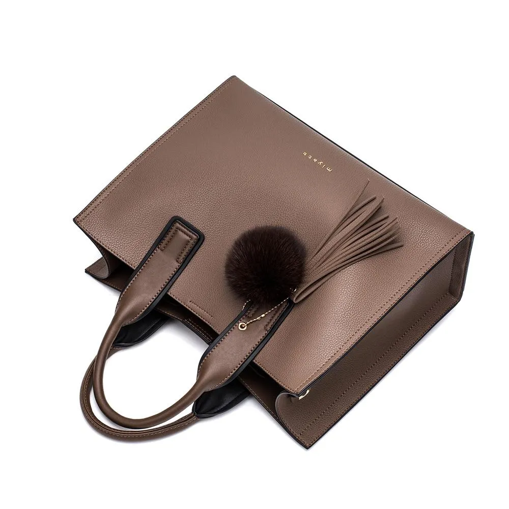 Women Leather Handbags Casual Brown Tote Crossbody Bag TOP handle tote Wallet fashion Clutch Vintage