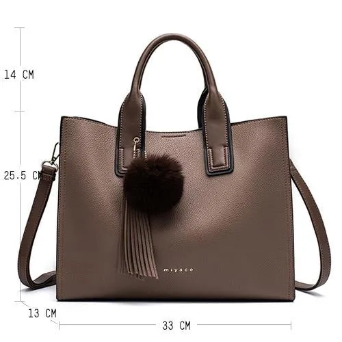 Women Leather Handbags Casual Brown Tote Crossbody Bag TOP handle tote Wallet fashion Clutch Vintage