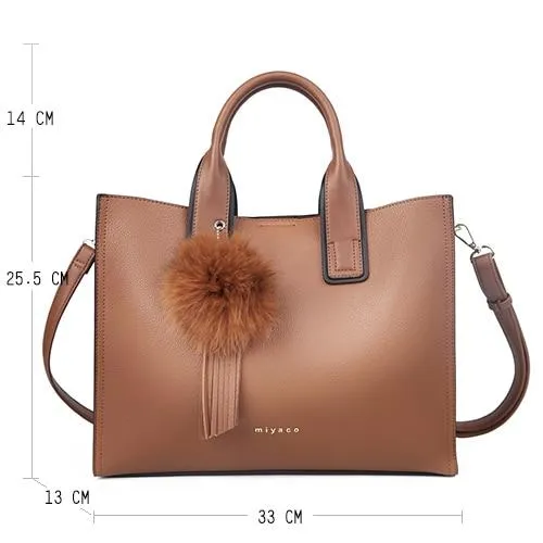 Women Leather Handbags Casual Brown Tote Crossbody Bag TOP handle tote Wallet fashion Clutch Vintage