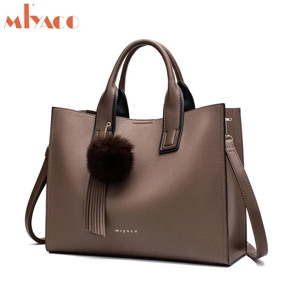 Women Leather Handbags Casual Brown Tote Crossbody Bag TOP handle tote Wallet fashion Clutch Vintage