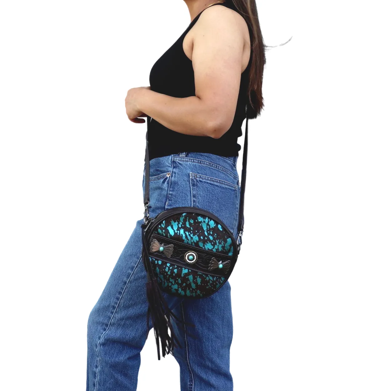 Wrangler Hair on Circle Western Crossbody Bag