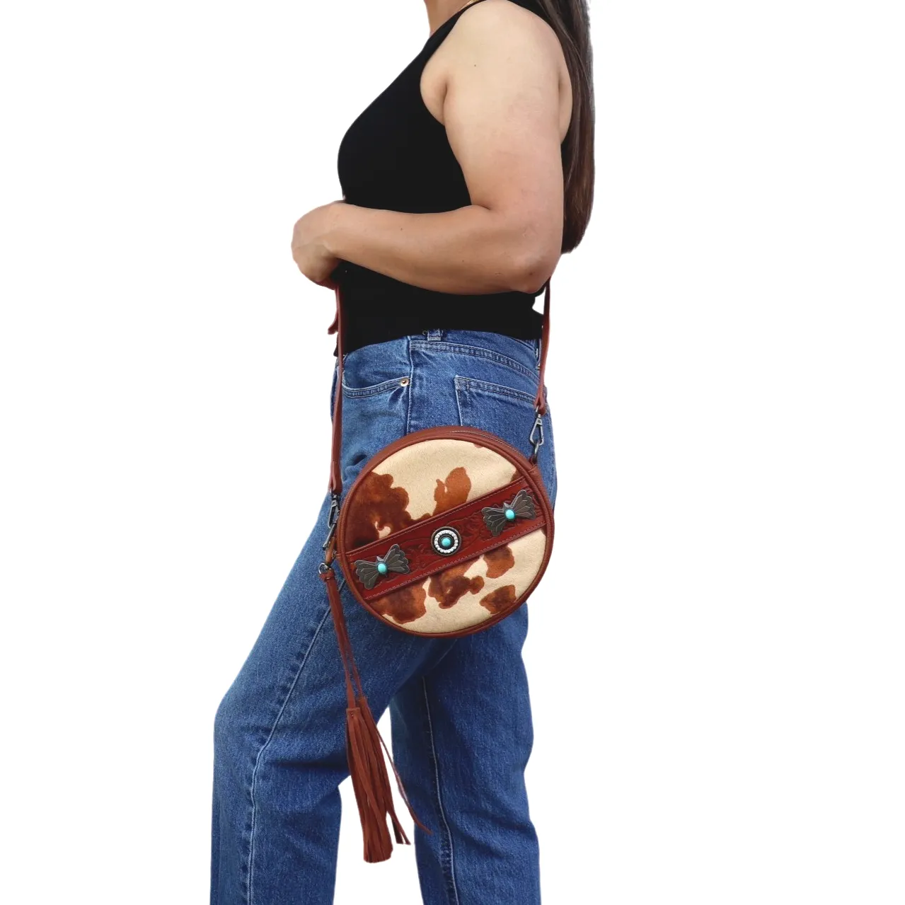 Wrangler Hair on Circle Western Crossbody Bag