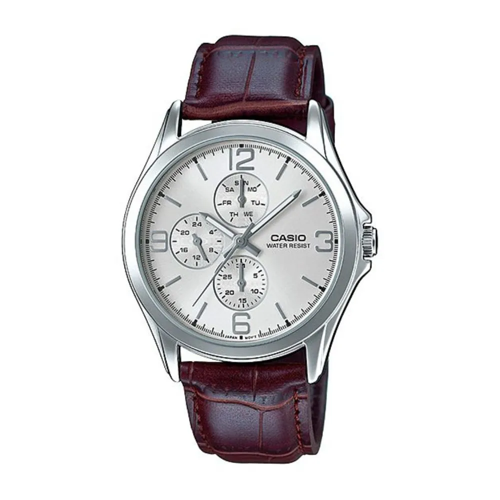 WW0035 Casio Enticer Multifunction Silver Belt Watch MTP-V301L-7AUDF