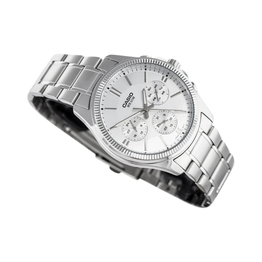 WW0370 Casio Enticer Multifunction Silver Chain Watch MTP-1375D-7AVDF