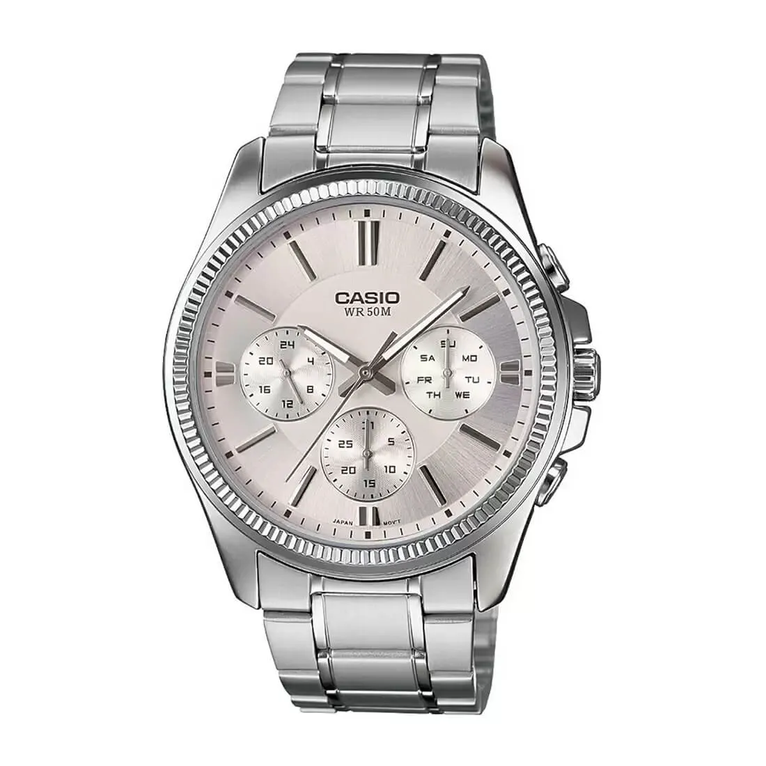 WW0370 Casio Enticer Multifunction Silver Chain Watch MTP-1375D-7AVDF