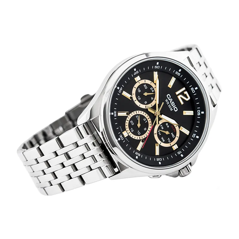 WW0466 Casio Enticer Multifunction Stainless Steel Silver Chain Watch MTP-E303D-1AVDF