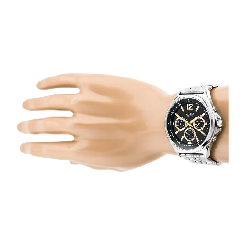 WW0466 Casio Enticer Multifunction Stainless Steel Silver Chain Watch MTP-E303D-1AVDF