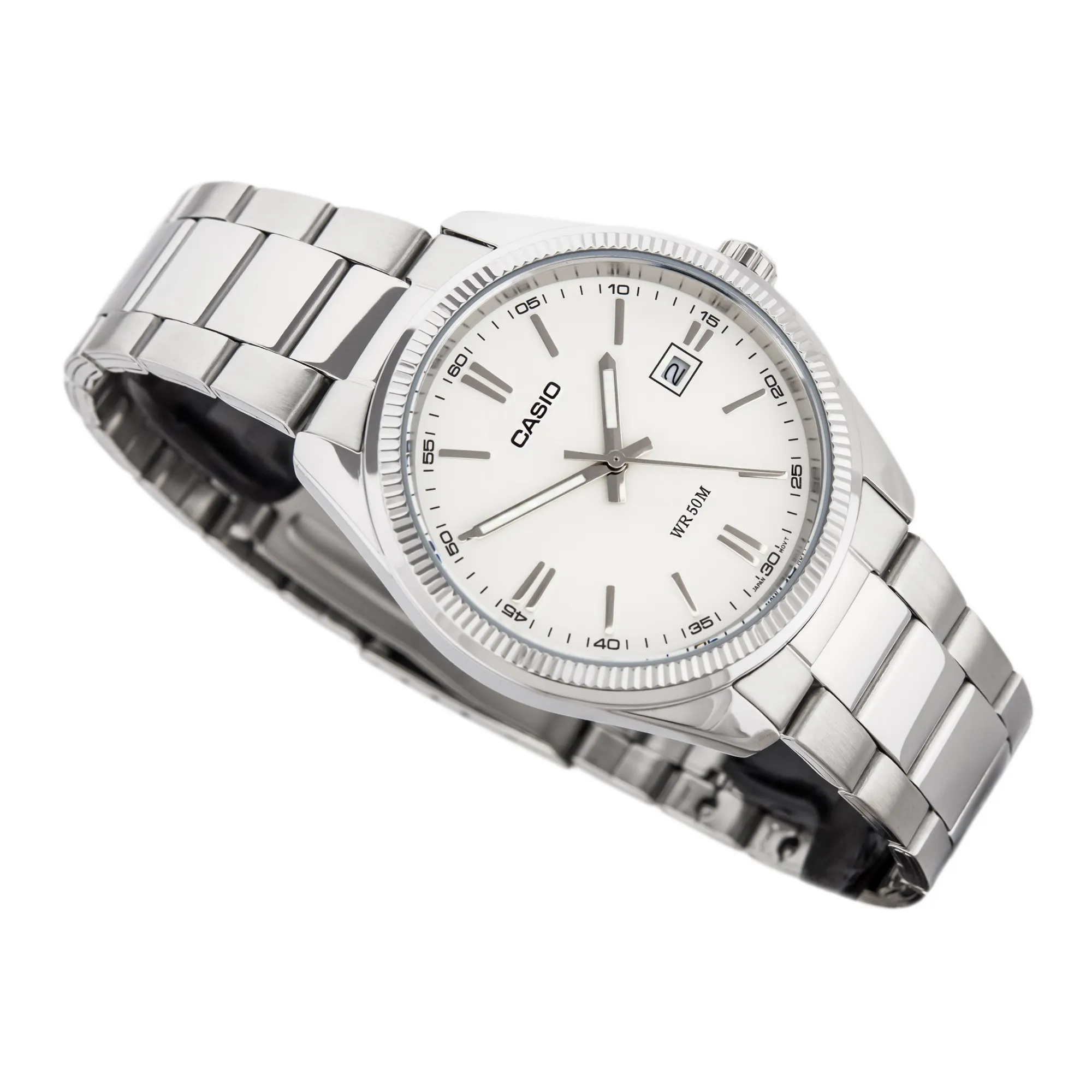 WW1424 Casio Enticer Date Silver Chain Watch MTP-1302D-7A1VDF