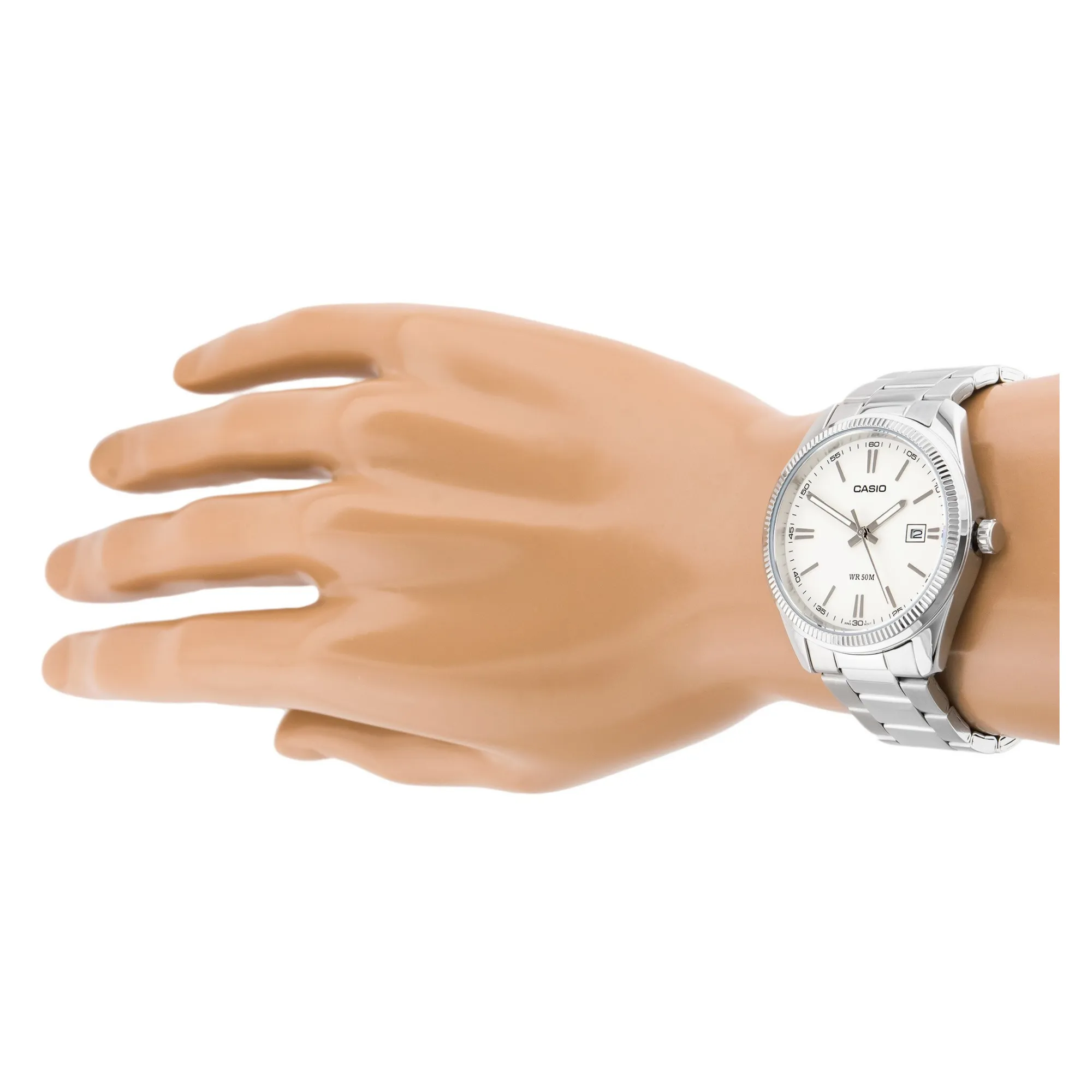 WW1424 Casio Enticer Date Silver Chain Watch MTP-1302D-7A1VDF
