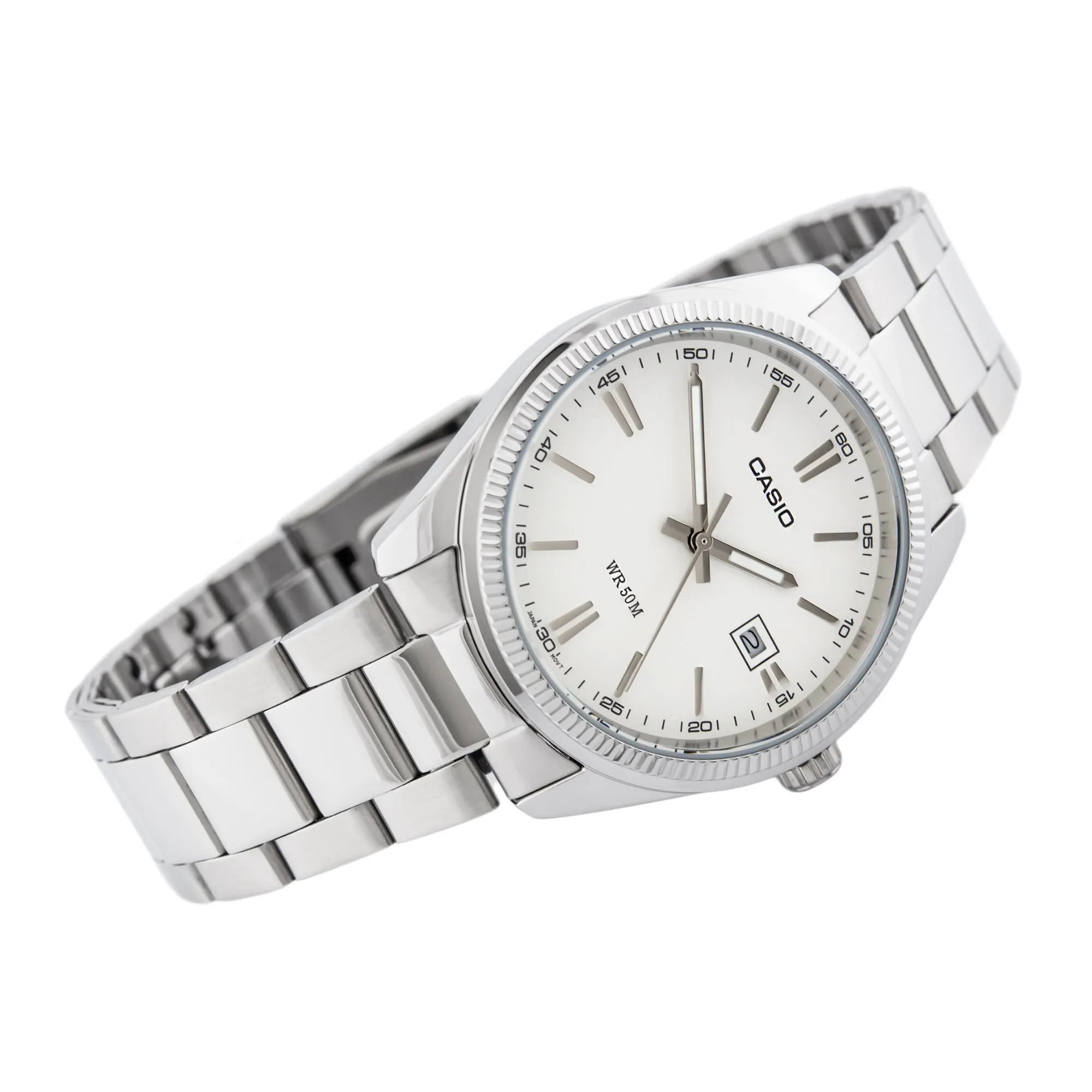 WW1424 Casio Enticer Date Silver Chain Watch MTP-1302D-7A1VDF